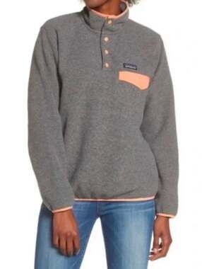 Patagonia Lightweight Synchilla Snap-T Fleece Pullover Nickel w/ Peach Sherbet